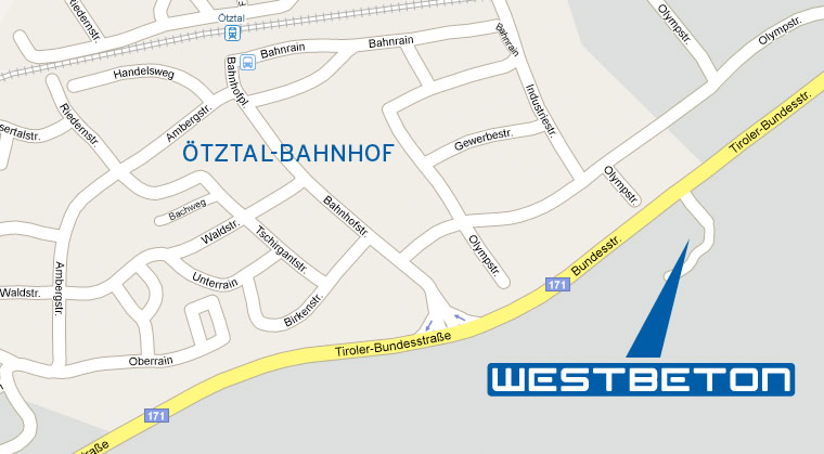 Lageplan der Firma Westbeton in Ötztal Bahnhof in Tirol